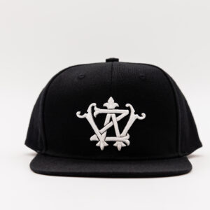 Black snapback with white logo.