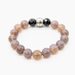 Grey agate and hematite beaded bracelet.
